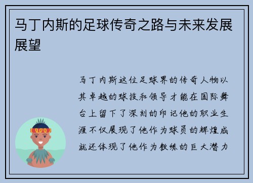 马丁内斯的足球传奇之路与未来发展展望